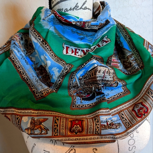 Venezia Accessories - Vintage Venezia Scarf Silk Venice Italy Travel Scarf